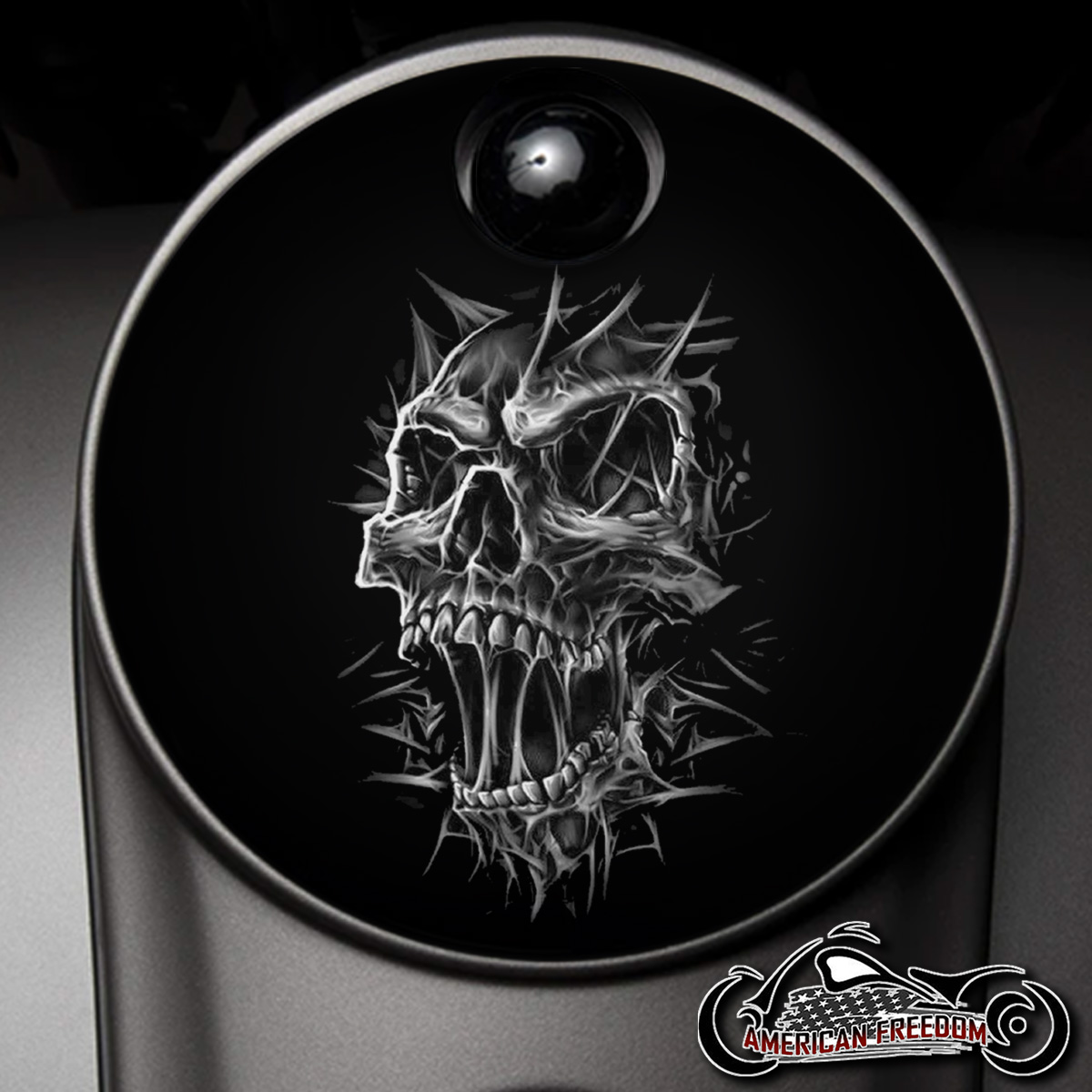 Custom Fuel Door - Webbed Up Skull